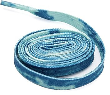 WELKOO Cordones planos, cordones duraderos, crea tu propio estilo con cordones únicos, 1 par.Colores Azul y largo (120cm x 8mm). Compatible con Nike, Adidas, Converse, Reebok.