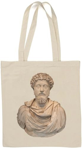 Marcus Aurelius Statue Einkaufstasche aus natürlicher Baumwolle Weiß One Size