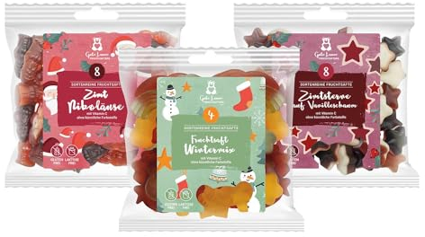 3er-Set Fruchtsaftbären Mix Weihnachten 450g | Weihnachtsset Gummibärchen | 3 leckere Sorten Fruchtgummis zum naschen oder verschenken | Perfekt für die Weihnachtszeit