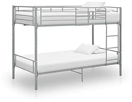 SECOLI Eetagenbett Metall 90x200 hochbett Erwachsene stockbett hochbett doppelbett-Grau-Etagenbett