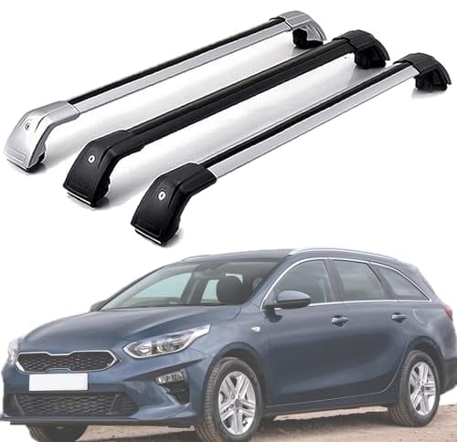 Dachträger-Querstangen Passend für Kia Ceed Sportswagon SW Estate 2018-2022 Aluminium Autodach Gepäckträger Halterung,1-Silver