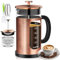 TECOHORS French Press Kaffeebereiter, 1 Quart 304 Edelstahl, mit 4 Filtersystem, hitzebeständiges Borosilikatglas, gebrühte Kaffeekanne (Kupfer)