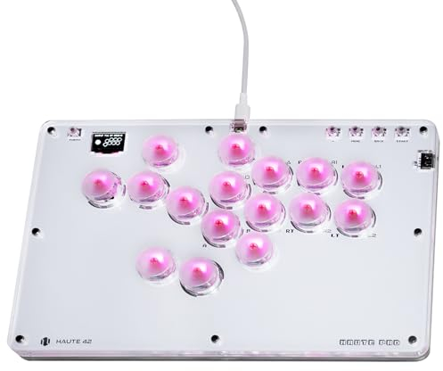 JZW-Shop Arcade Stick, T16 All Button Arcade Controller mit Turbo und benutzerdefiniertem RGB, Arcade Fight Stick Gaming-Tastatur für Switch/PC/PS4/PS3, unterstützt Hot-Swap und SOCD