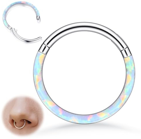 Diamday 316L Nasenpiercing Ring 18G Helix Piercing Schmuck Knorpel Ohrringe, Conch Daith Helix Ohrringe mit Cubic Zirkonia Opal Edelstahl Conch nasenring piercing