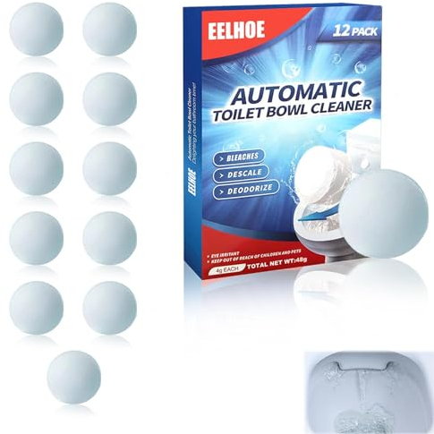 12Pcs in 1 Box Toilet Bowl Cleaner Tablets, Automatic Toilet Tank Cleaner Tablets with Sustained-Release Technology,Durable Household Cleaning Supplies for Deodorizing & Descaling#12pcs