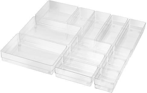Helit H6130002 - Schubladen Organizer the organizer transparent | 13-teilig, Aufbewahrungsbox für Schubladen und Schreibtischzubehör