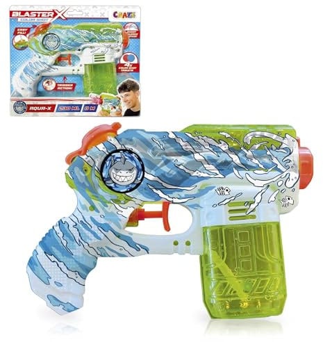CRAZE Blaster-X Water Guns Small - Wasserpistole für Kinder 20cm, Wasserspritzpistole mit Farbtabletten Schussweite 10m, Wasser Kampf Spielzeug, Blau Oder Grün