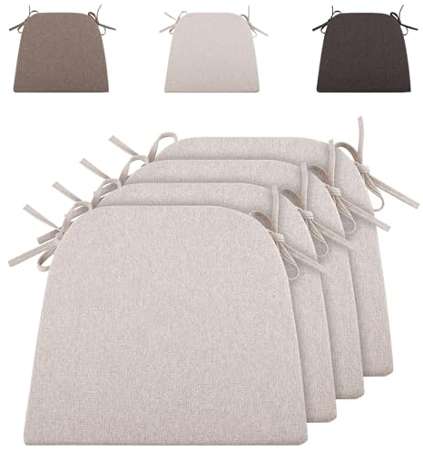 RUIXUAN Stuhlkissen 43 * 41cm Sitzkissen Stuhlauflage Outdoor Gartenstuhlkissen Sitzpolster Auflage für Rattanstühle Outdoor Stuhlkissen mit Bändern (beige-4pcs)