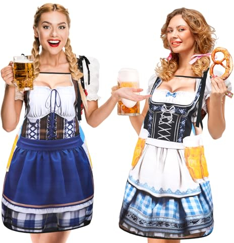 Yamitora 2 Stück Oktoberfest Schürze, Kochschürze Dirndl, Accessoires, Küchenschürze Sexy Grillschürze für Bierfest Party - Lustige Geschenk