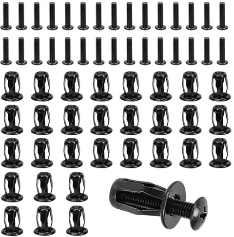 Swpeet Kit assortito di 60 dadi jack cavi M6 con viti a testa svasata piatta, dadi a petalo con inserto filettato, dado di espansione, viti dadi, viti Phillips a testa piatta per ferro da parete cava