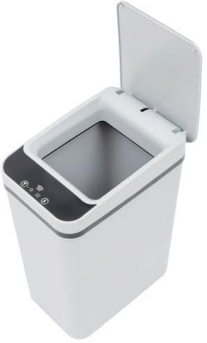 Mülleimer mit Sensor - 12L Elektrischer mülleimer Küchenabfalleimer mit Deckel - Automatischer Abfalleimer Trash Bin für Küche, Bad, Schlafzimmer und Hotel - Weiß No Noise (Weiß)