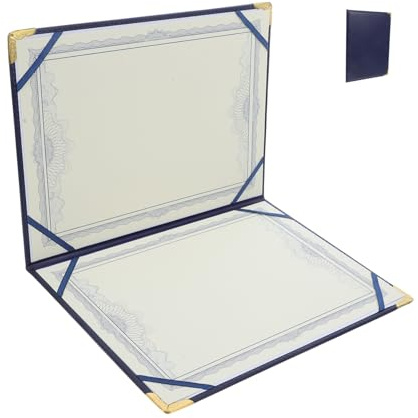 Blau Zertifikatsmappe aus Pu Leder, Elegante Urkundenhülle | Papier und Zinklegierung, Leicht und Tragbar, Passt in Ordner und Rucksäcke