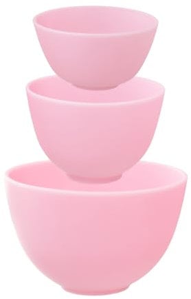 Kuleyng Silicone Mixing Bowl Set, 3 Pcs BPA-Free Silicone Bowls for Face Mask Mixing, Hair Dye, and Kitchen Prep, Pink