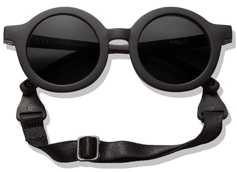 BABYMOCS Baby Sonnenbrille 0-1,5 Jahre BIOPLASTIK & POLARISIERT I Runde Sonnenbrille Baby Jungen & Mädchen BPA-frei I 100% UV SCHUTZ I Mit Band & biegsam I Schwedisches Design Sonnenbrillen Kleinkind