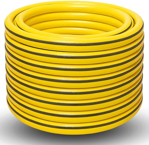 Gartenschlauch 3/4 Zoll 20m 30m 50m – grün oder gelb – optional mit Adapter Set – flexibel UV-beständig knickfest für Garten, Bewässerung, Auto, Haushalt (Gelb, 50m)