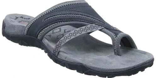 Generisch Orthopädische Damen-Sandalen mit Zehenring, Mesh-Material, Plateausohle, Breite Passform, mit Gewölbestütze (Gray, 38 EU)