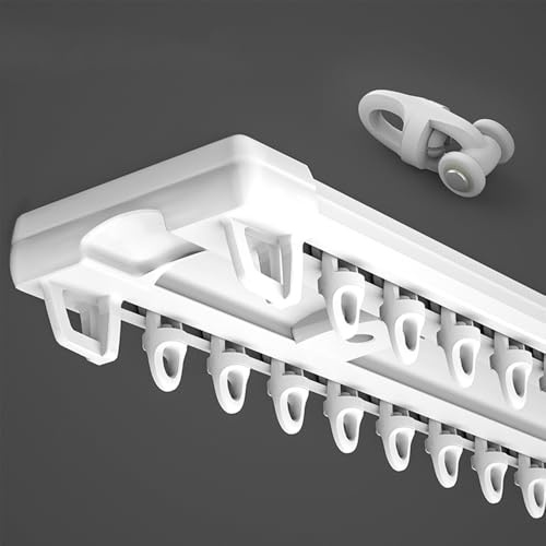 GSKFXJ 1-4.2m Vorhangschienen 2-läufig, Deckenschiene Für Vorhänge, Deckenvorhangschiene Aus Aluminium, Gardinenschiene Für Deckenmontage(White,1.8m(5.9ft))