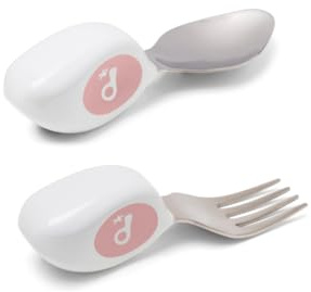 Doddl Cutlery Set - 2 Piece Spoon & Fork, 12 Months +, Toddler to Child Cutlery Set (Dusky Rose)