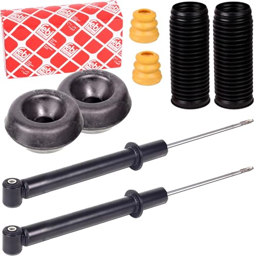 2x Gasdruck Stoßdämpfer Hinterachse + Febi Domlager | 2x 63471637 + 2x 14158 + 900 006 Kompatibel mit 80 B4 Avant (8C5),80 B4 Stufenheck (8C2)