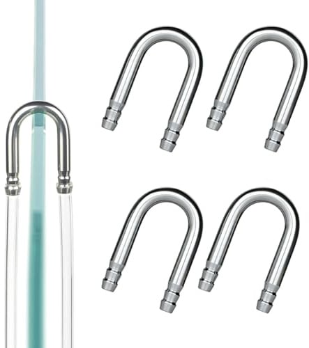 LINLAN 4-Teiliges Aquarium 304 Edelstahl U-Fitting aus, Anti-Knick-Design, kompatibel mit 4 mm Innendurchmesser Schlauch, Luftpumpe und CO2-Diffusor Zubehör, für rahmenlose Aquarien