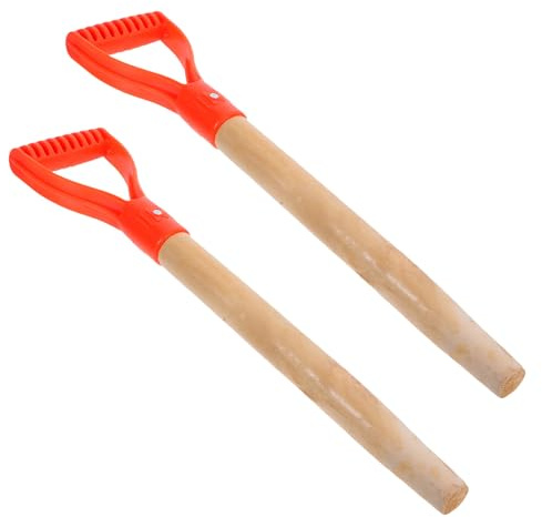 BESTonZON 2 Stück Ersatz Gartenwerkzeuge Gartengeräte Griffe Ersatz Spatenstiele D Förmige Mistgabeln Gabelstiele Schaufelstiele Rot