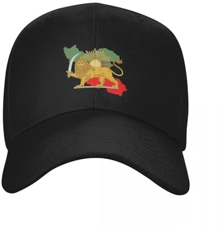IWURYCX Baseballkappe Iran, Persien, Karte & Flagge - Löwe und Sonne ikonisches Zeichen für den persischen Hut Anime Geburtstag Golf Wear Männer Frauen