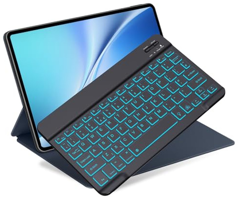 NOOX Wireless Backlit Bluetooth Keyboard for Tablets | Compatible with 2012-2026/2025 iPad Pro 13/12/11 (M2/M3/M4/M5/M6), iPad Air 10 (A16/M2), iPad Mini, iPhone | Universal Portable Travel Keyboard