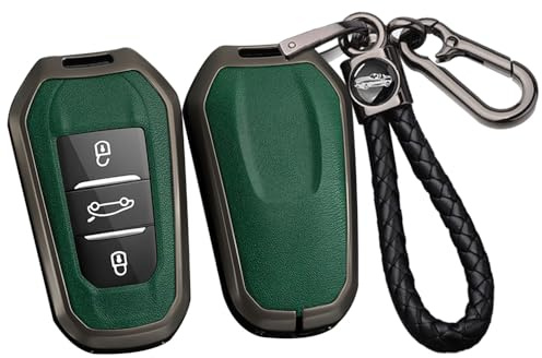 Rondrive Coque de clé de voiture avec porte-clés pour Citroën C3 C5 e-Berlingo C3 Aircross 2017-2025 Accessoires 3 boutons Coque de clé en métal Protection contre les rayures