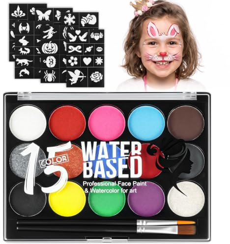 LOPHE 15 Farbe Waschbar Face Paint Körperfarbe für Halloween Karneval Make-up, B