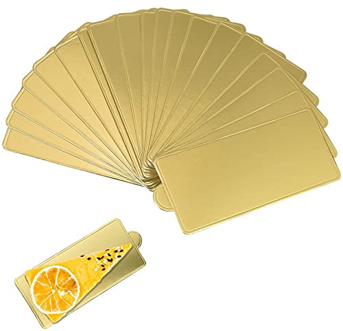 GOLRISEN 100 Stück Mousse Cake Pads aus Lebensmittelechte Materialien Cake Board Gold Tortenunterlage, einweg Tortenpappe mit Behandeln für Mini Gebäck, Schokolade, Käse, Süßigkeiten(10×5.5cm)