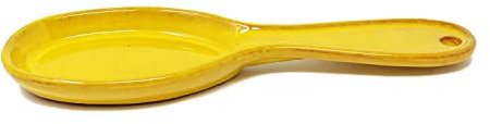 Verano Spanish Ceramics Selena Glaze Hand Dipped Decorative Spoon Rest - Home Décor Dining Tabletop Dishware Sharing Serving Utensils Kitchen Teaspoon & Tea Bag Holder - 27cm Yellow