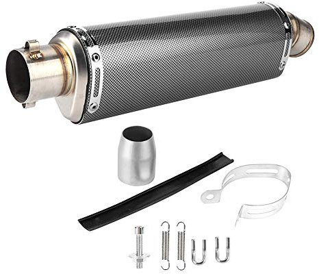 Qiilu Auspuffrohr, 51 mm Universal-Motorrad-Scooter-Auspuffrohr Kohlefaser-Textur Passend für R3 R6 R15