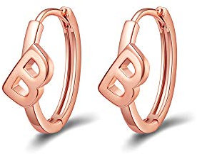 Creolen für Frauen, 14 Karat echt, vergoldet, Initialen-Buchstaben-Ohrringe für Frauen, Valentinstagsgeschenke für Sie, Edelstahl, Achat