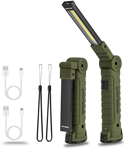 LED Rechargeable Torch,Vagocom Torches Bright Work Light,Mechanic Tools Gifts for Him Mens,Portable Emergency Inspection Lamps with Magnetic Base and Hook for Camping Christmas Birthday Gift(2 Pack)