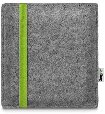 stilbag e-Reader Tasche Leon für Tolino Vision 6 | Wollfilz Schutzhülle Made in Germany (Hellgrau - Lime)