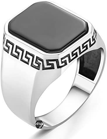Massiver 925 Sterling Silber Custom Cut Hämatit Stein Eleganter Herrenring Metall Hämatit, Metall, Hämatit