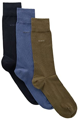 BOSS Herren 3P RS Uni Colors CC Mittelhohe Socken aus Baumwoll-Mix im Dreier-Pack