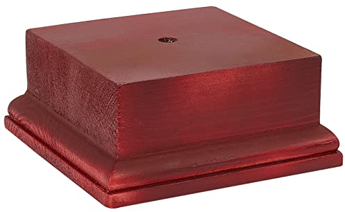 AHANDMAKER Quadratischer Sockel Aus Holz, 4.5 x 4.5 x 1.96-Zoll-Trophäenbasis, Dekorative Basis Für Medaillen, Diaplay-Basis Für Sammlerstücke, Heimdekoration, Dunkelrot