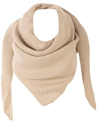 FASHION YOU WANT Damen XXL Strick Dreieck Schal mit Reiskorn Strickmuster in Unifarben, Schal, Leichtes Tuch (beige)