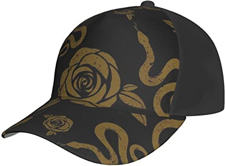LOUJIN Schlange und Rose Baseballmütze für Männer Frauen Hip Hop Caps Schwarz Snapback Hüte Papa Trucker Cap Schlange und Rose, #465, M/Einheitsgröße