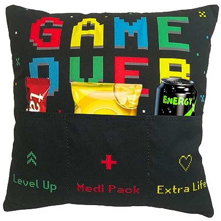 Bada Bing Dekokissen Game Over Kissen - witziges Geschenk für Teenager Gamer Bruder oder Freund - originelles Zocker Kissen zum selbst Befüllen - Gaming Geburtstagsgeschenk Geldgeschenk Deko