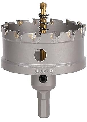 Vearter TCT Scie-cloche en carbure de tungstène - 72 mm - Avec foret pilote - Cutter pour métaux durs, acier inoxydable, acier doux, alliage d'aluminium, cuivre, fer, plastique et fibre de verre