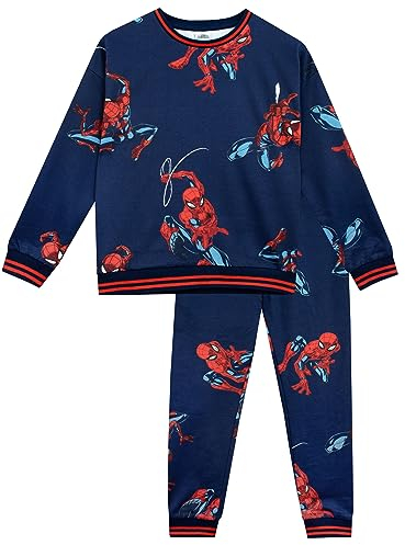 Marvel Spiderman Trainingsanzug Kinder | Spider man Outfit Für Jungen | Offizielles Spider-Man Kleidung Blau 134