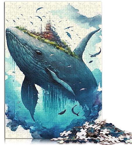 Puzzle für Erwachsene, Wal-Aquarellmalerei, 1000-teiliges Puzzlespiel, Holzpuzzle für Erwachsene und Jugendliche ab 12 Jahren, Familienaktivität, Größe: 50x75 cm