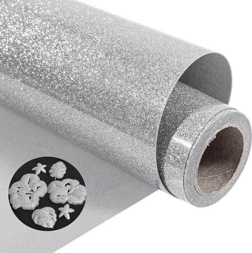 VINYL FROG 3D Puff Heat Transfer Vinyl 10 x6ft Silver Glitter Foaming HTV Vinyl Puffy Shimmer Iron on Vinyl for DIY T-Shirt Heat Press Designs