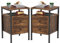 CHOWGOLI Table de Chevet Lot de 2, Table de Nuit avec Prise, Table d'appoint avec 2 Tiroirs et Rangement, Chevet de Lit en Bois de Style Industriel, pour Salon, Chambre, 40x40x61cm, Marron Rustique