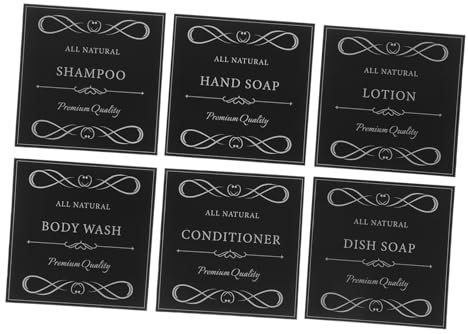 Alipis Waterproof Soap Dispenser Labels Self-Adhesive Pvc Stickers for Bathroom Bottles Removable Hand Soap Organiser Labels for Home and Office