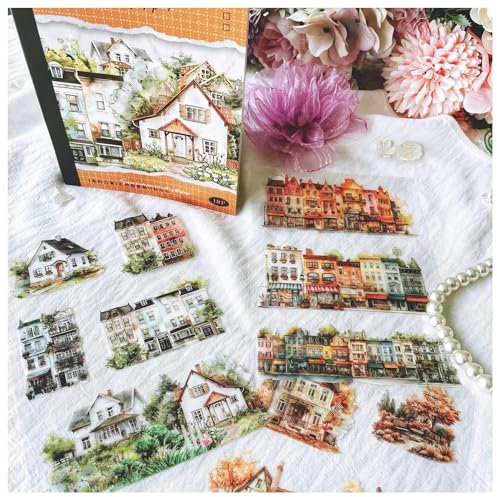Ta Merry Scrapbooking Sticker Set,18 Blätter Scrapbook Zubehör Sticker für Dekorative Journal,Fotoalbum,Stickers,Scrapbook,Kalender,Notizbuch,Fotobuch (House)