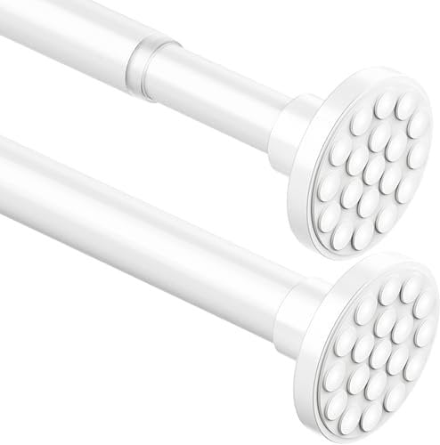 Gardinenstange Extra Länge Duschstange ohne Bohren Teleskopstange Vorhang Ausziehbar Gardinenstange für Badezimmer,Schlafzimmer Weiß(85-220CM Φ32mm)