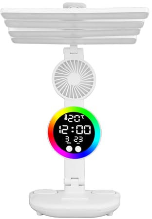 Bewinner LED Desk Lamp for Home Office - Eye-Caring Desk Lamp, Rechargeable Dimmable Table Lamp, Touch Control, Desk Lamp with Fan, Pen Holder